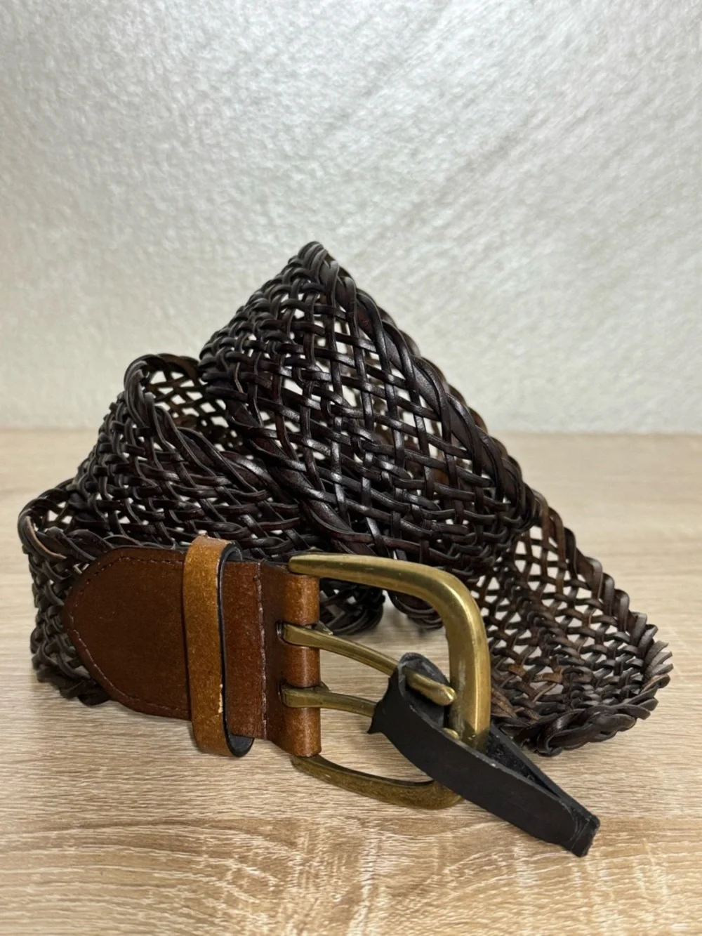 Dark Brown Genuine Bonded Leather Braided Belt Women Size L/XL